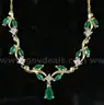 10K Yellow Gold Necklace &#x26; Earring Set With Green Stones &#x26; Diamonds, 5.5 Grams