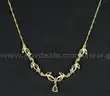 10K Yellow Gold Necklace &#x26; Earring Set With Green Stones &#x26; Diamonds, 5.5 Grams