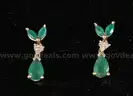 10K Yellow Gold Necklace &#x26; Earring Set With Green Stones &#x26; Diamonds, 5.5 Grams