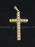 18K Yellow Gold Cross Pendant With White Stones, 2.8 Grams