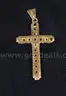 18K Yellow Gold Cross Pendant With White Stones, 2.8 Grams