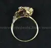 14K Yellow Gold Nugget/Wave Design Ring With Diamonds, 6.6 Grams