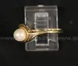 10K Yellow Gold Pearl &#x26; Diamond Ring, 2.0 Grams