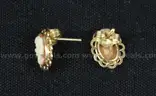 14K Yellow Gold Stud/Cameo Design Earring, .80 Gram