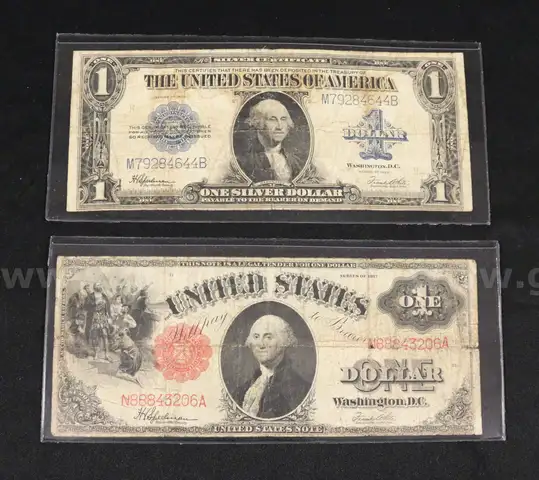 2 U.S. $1 Large Size Notes