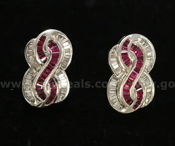 14K White Gold Diamond Earrings, 15.2 Grams