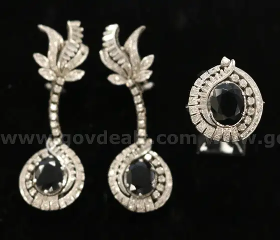 Silver Diamond Jewelry Set, 23.3 Grams