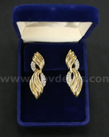 14K Yellow Gold Diamond Drop Earrings, 24.9 Grams