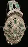 Emerald Diamond Silver Bracelet, 46.8 Grams