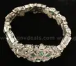 Emerald Diamond Silver Bracelet, 46.8 Grams