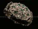 Emerald Diamond Silver Bracelet, 46.8 Grams