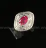 Platinum 2.15 Carat Ruby &#x26; Diamond Ring, 12.8 Grams