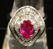 Platinum 2.15 Carat Ruby &#x26; Diamond Ring, 12.8 Grams