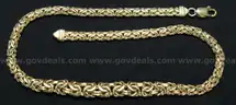 14K Yellow Gold Flat Byzantine Design Necklace, 27.1 Grams
