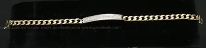 14K Yellow Gold Diamond Cuban Link I.D. Bracelet, 19.2 Grams