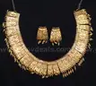 18K Yellow Gold Drop Down Choker Wedding Design Jewelry Set, 46.8 TGW