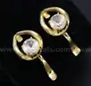 14K Yellow Gold Tear Drop Earrings With Large Clear Stones, 7.5 Grams