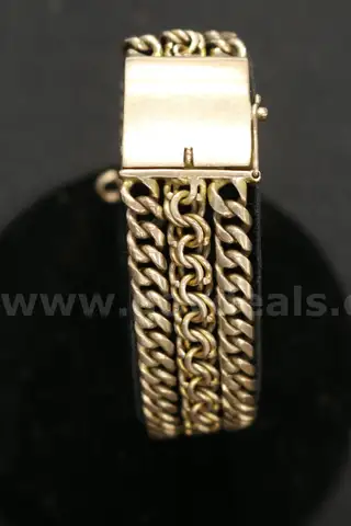 8K Yellow Gold Three Strand Cuban Bracelet, 46.6 Grams