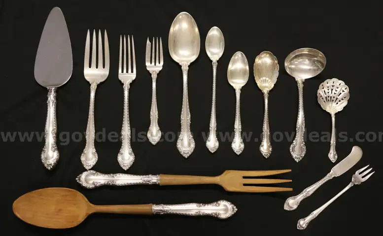 97 Pieces of Gorham English Gadroon Sterling Silver Flatware Set, 4,710.3 Grams