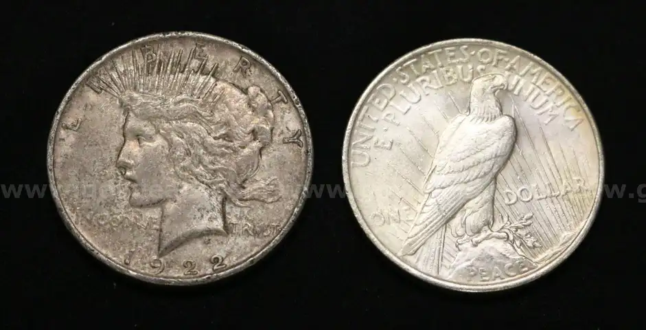 44 Assorted U.S. Silver Peace Dollar Coins