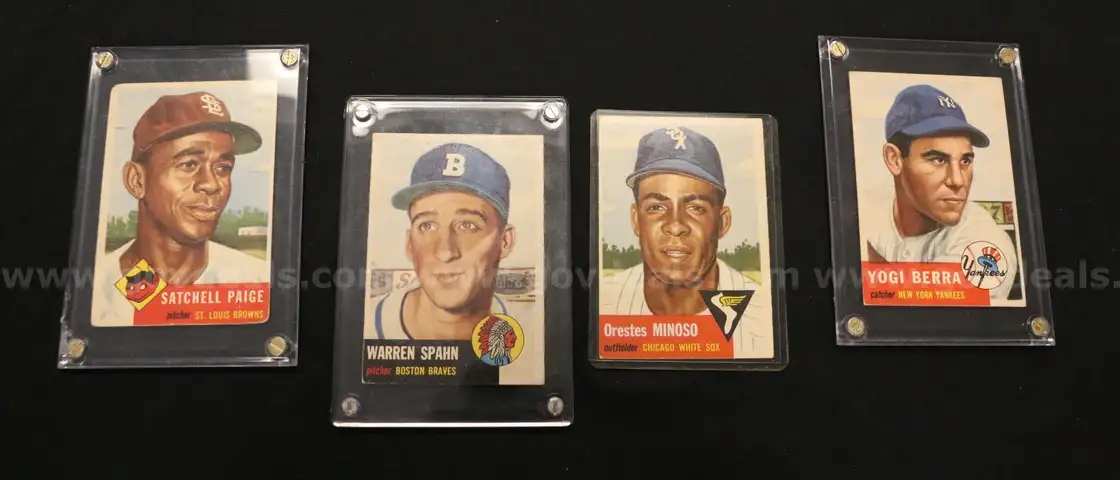 4- 1953 Topps Baseball Cards In Trading Card Holders