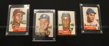 4- 1953 Topps Baseball Cards In Trading Card Holders