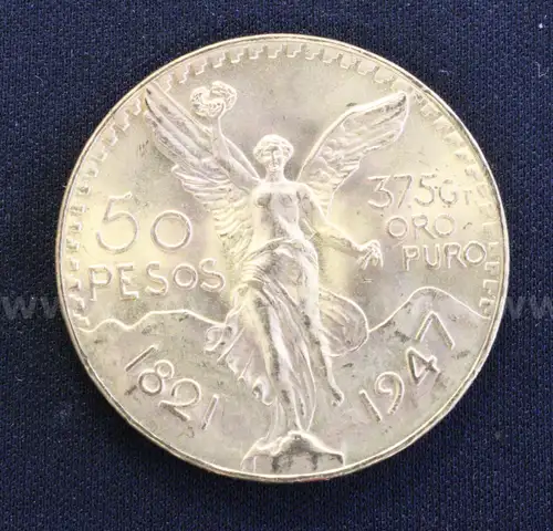 1947 Gold Mexico 50 Peso Coin, 41.6 Grams