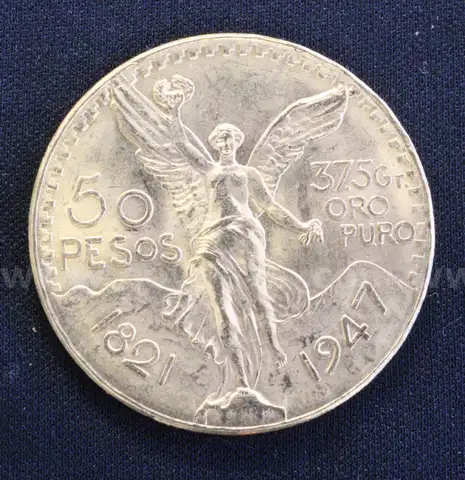 1947 Gold Mexico 50 Peso Coin, 41.6 Grams