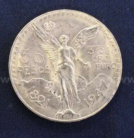 1947 Gold Mexico 50 Peso Coin, 41.6 Grams