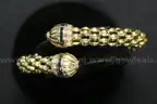 18K Y/G Weave Design Bracelet &#x26; Earring Set W/Sapphires &#x26; Diamonds, 76.3 Grams