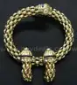 18K Y/G Weave Design Bracelet &#x26; Earring Set W/Sapphires &#x26; Diamonds, 76.3 Grams