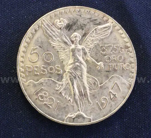 1947 Gold Mexico 50 Peso Coin, 41.6 Grams
