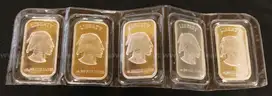 5 Liberty Coin Buffalo/Indian Head Design 1 Ounce Bars