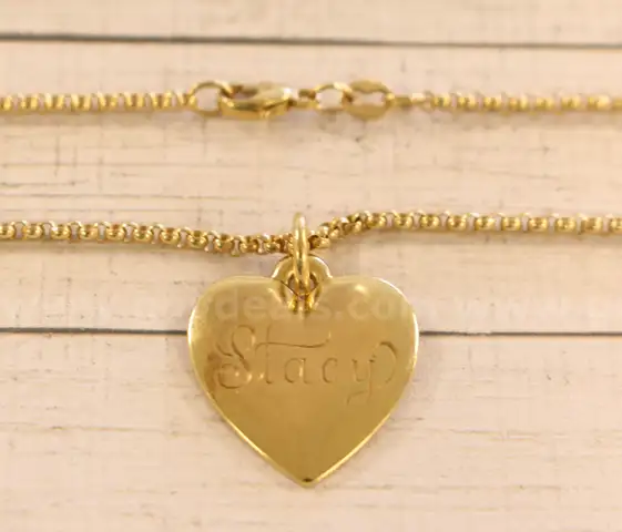 14K Yellow Gold James Avery Rolo Design Necklace With Heart Pendant, 11.6 Grams