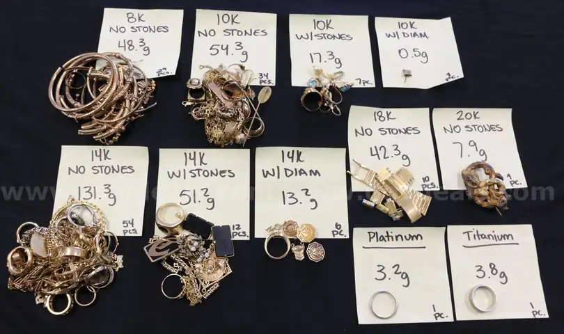173 Pieces of Assorted Scrap Gold Jewelry,  369.5 Grams