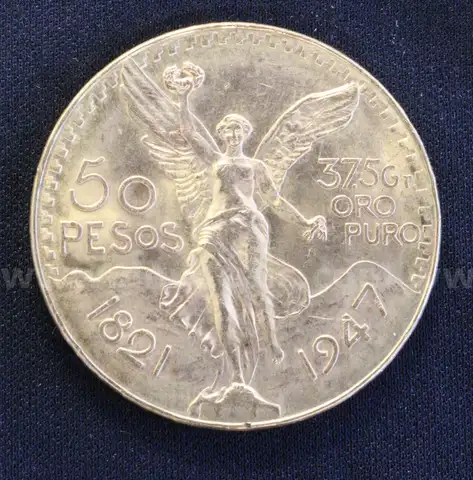 1947 Gold Mexico 50 Peso Coin, 41.6 Grams