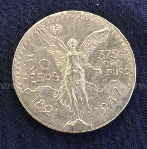 1947 Gold Mexico 50 Peso Coin, 41.6 Grams