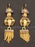 14K Yellow Gold Tassel Design  Brooch &#x26; Earring Set With Pearls, 21.4 Grams