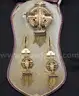 14K Yellow Gold Tassel Design  Brooch &#x26; Earring Set With Pearls, 21.4 Grams
