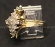 14K Yellow Gold Cluster Design Ring With Diamonds, 9.5 Grams