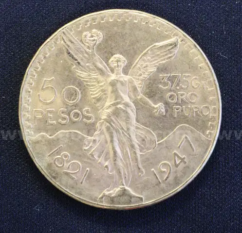 1947 Gold Mexico 50 Peso Coin, 41.6 Grams