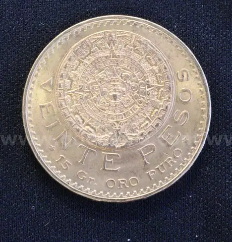 1959 Mexico Viente (20) Peso Gold Coin, 16.6 Grams
