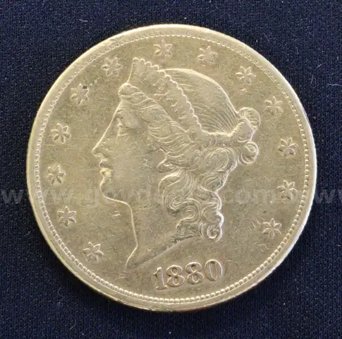 1880-S Gold U.S. $20 Liberty Head Coin, 33.3 Grams
