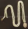 Double Strand Cultured Pearl Necklace With 14K White Gold Clasp