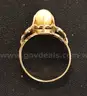 14K Yellow Gold Ring With Fresh Water Cultured Pearl &#x26; Diamonds, 2.3 Grams