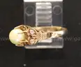 14K Yellow Gold Ring With Fresh Water Cultured Pearl &#x26; Diamonds, 2.3 Grams