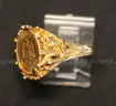 Mexico 1945 Dos Peso Gold Coin In 14K Yellow Gold Nugget Ring Setting, 7.8 Grams