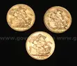 3 Assorted Year British Gold Sovereign King George V Coins, 23.7 Grams