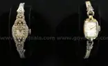 2 Ladies Watches Hamilton &#x26; Black Shield 14K Gold Case, Back With Diamonds