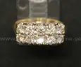 14K Yellow Gold Double Row Diamond Band,  3.7 Grams